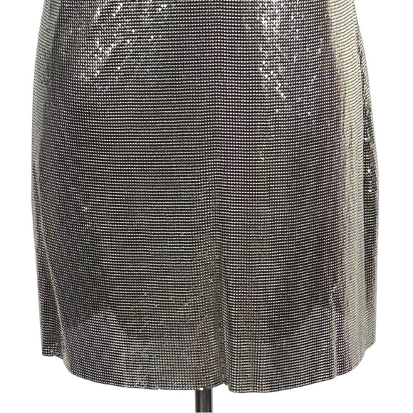 ALICE AND OLIVIA HARMONY ANTIQUE SILVER CHAINMAIL ALUMINUM TANK MINI PARTY DRESS - Picture 9 of 17
